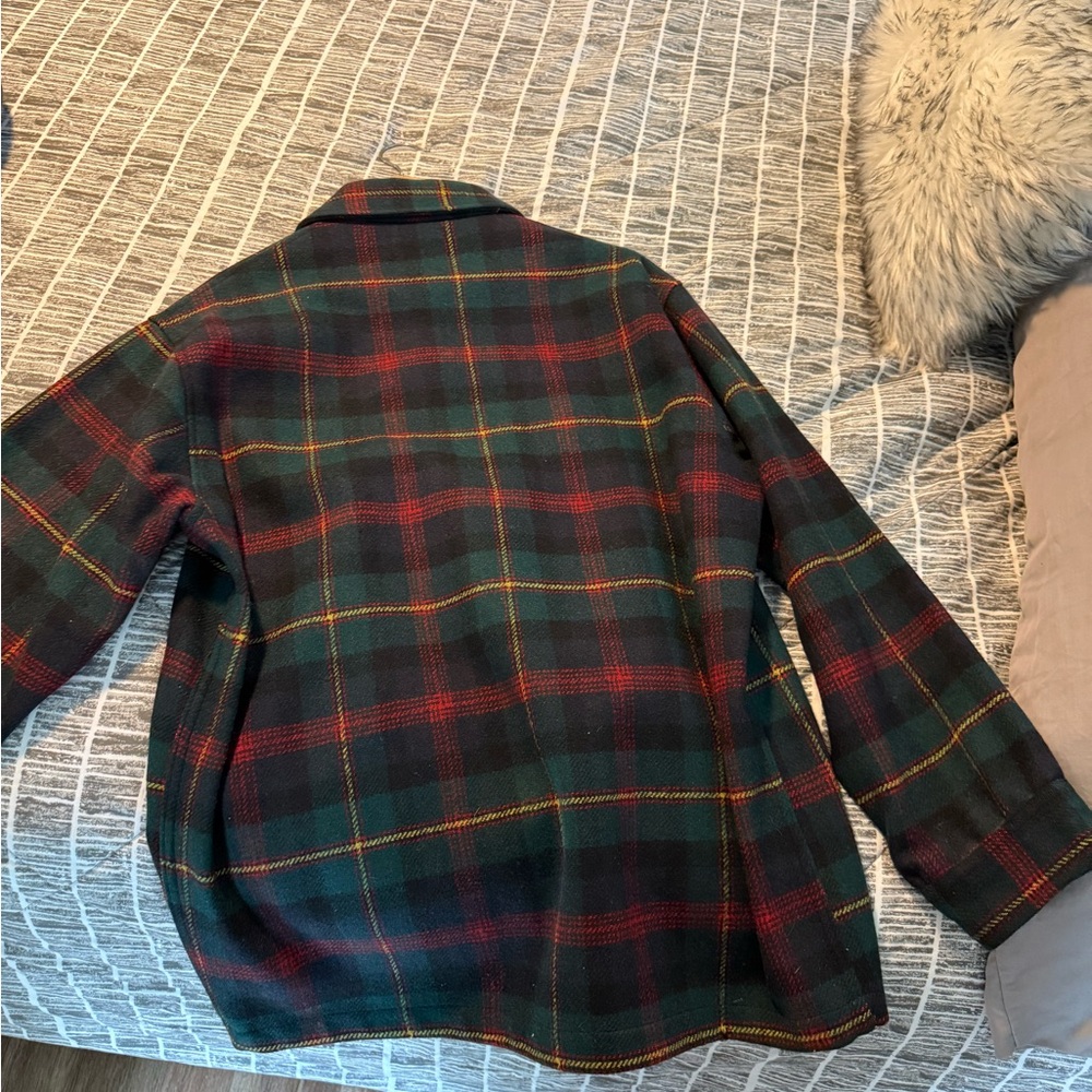 Pendleton Men's Plaid Pea Coat - Red, Green, Black - Picture 4 of 4